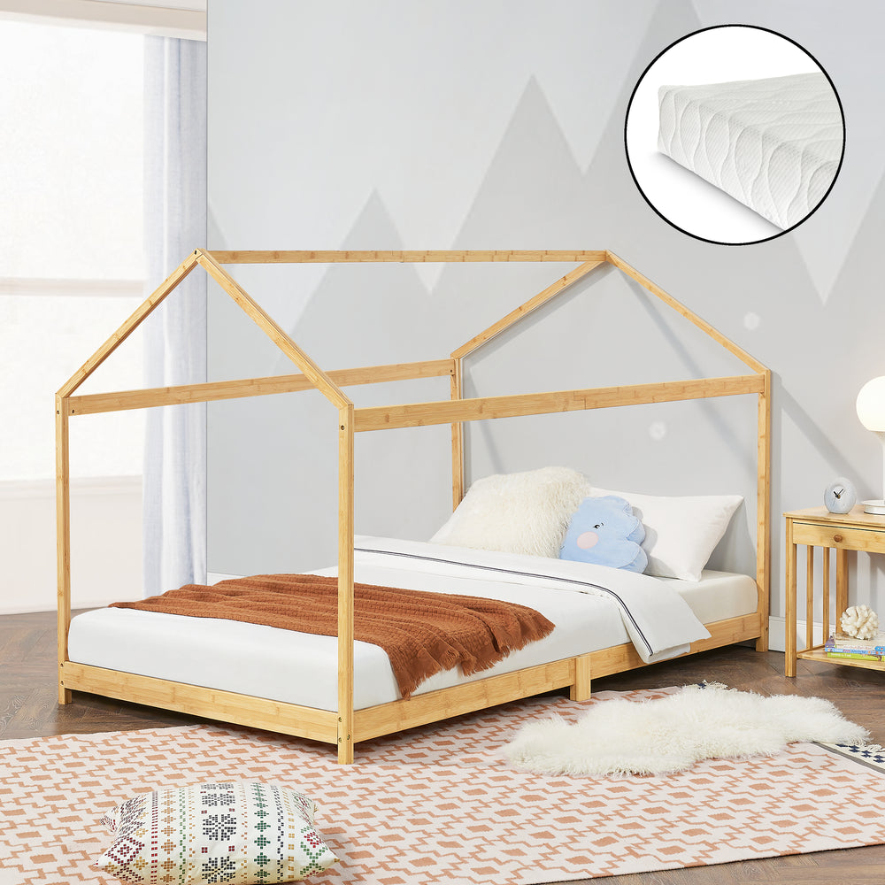Cama infantil Vindafjord bambú en varios tamaños + colchón [en.casa] - premiumXL