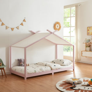 Cama para niños Brome Forma casita con techo pino 90 x 200 cm [en.casa]