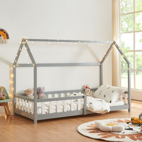 Cama casita Hesel con barrera de seguridad [en.casa] - premiumXL
