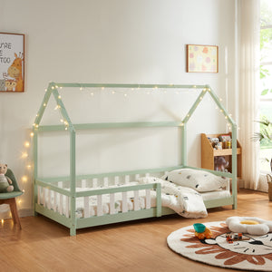 Cama casita Hesel con protección contra caídas [en.casa]