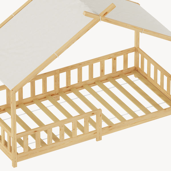 Cama casita Rila estilo Montessori con protección contra caídas 90x200 cm [en.casa]