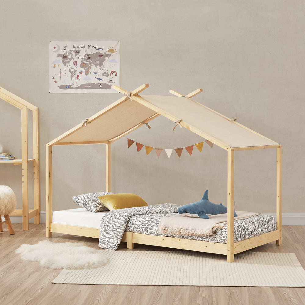 Cama casita Cama infantil Brome de madera 90x200 cm con somier de lamas [en.casa]