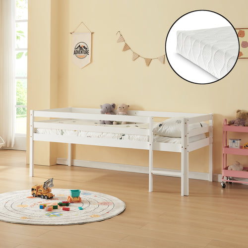 Cama infantil Siikalatva con colchón 90x200cm Blanco [en.casa]