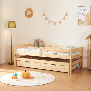 Cama doble para niños Sonkajärvi 90x200cm madera de pino natural [en.casa] - premiumXL