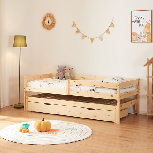 Cama doble para niños Sonkajärvi 90x200cm madera de pino natural [en.casa] - premiumXL