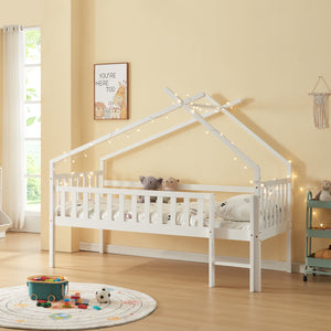 Cama casita Sotkamo 90x200cm con protección contra caídas [en.casa]