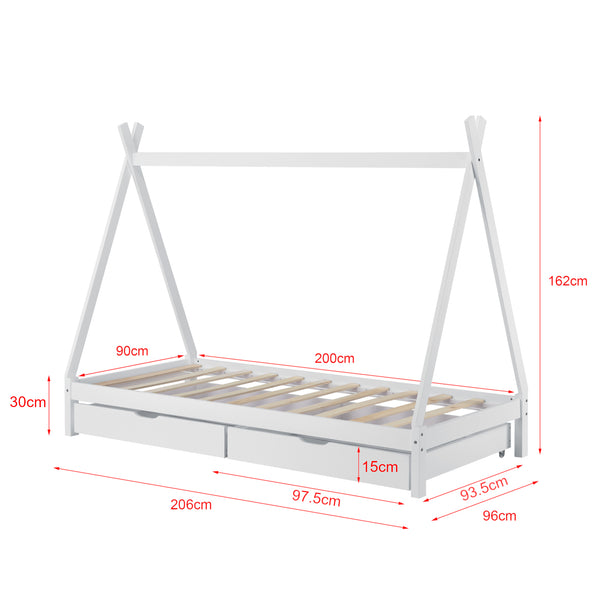 Cama infantil Maine 90x200 cm con cajones [en.casa]