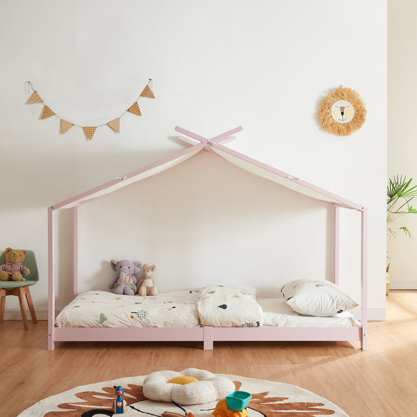 Cama para niños Brome Forma casita con techo pino 90 x 200 cm [en.casa]