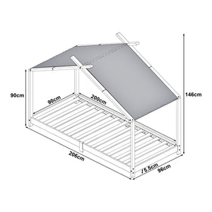 Cama para niños Brome Forma casita con techo pino 90 x 200 cm [en.casa]