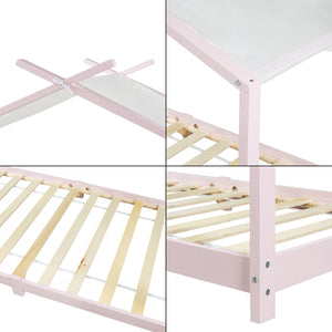 Cama para niños Brome Forma casita con techo pino 90 x 200 cm [en.casa]