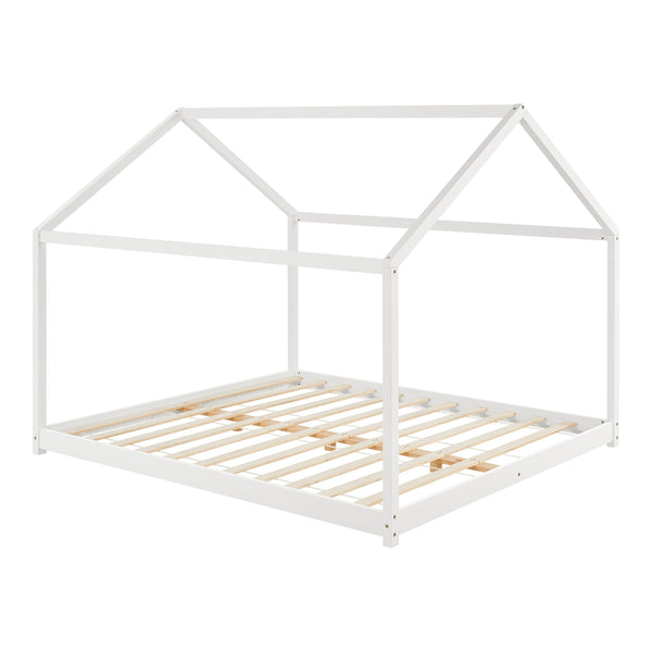 Cama para niños Cerro en forma de casa pino 120/140/160/180x200 cm - Blanco [en.casa]