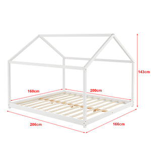 Cama para niños Cerro en forma de casa pino 120/140/160/180x200 cm - Blanco [en.casa]
