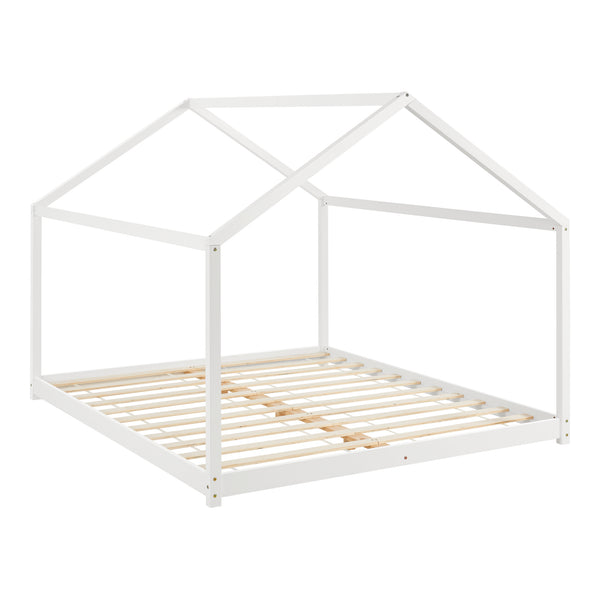 Cama para niños Cerro en forma de casa pino 120/140/160/180x200 cm - Blanco [en.casa]