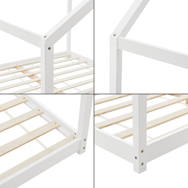 Cama para niños Cerro en forma de casa pino 120/140/160/180x200 cm - Blanco [en.casa]