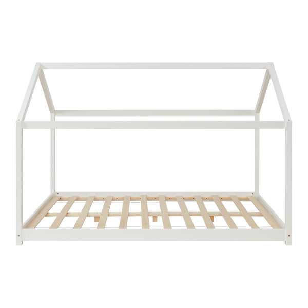 Cama para niños Cerro en forma de casa con colchón pino - Blanco [en.casa]