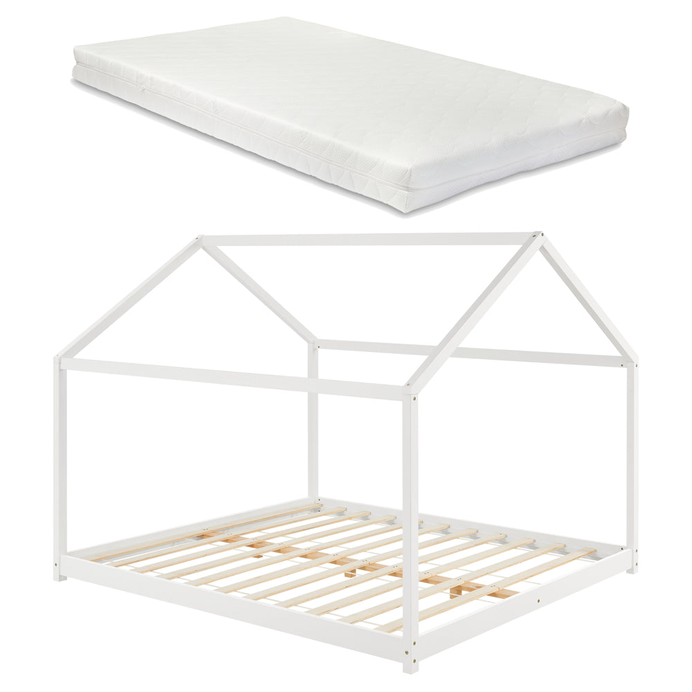 Cama infantil Cerro con colchón de espuma fría blanco en varias medidas [en.casa] - premiumXL