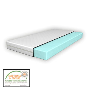 Cama infantil Helsingborg con reja de seguridad y colchón - Estructura tipi - pino 140x70 cm - Verde menta/Color Rosa/Gris claro Mate [en.casa]