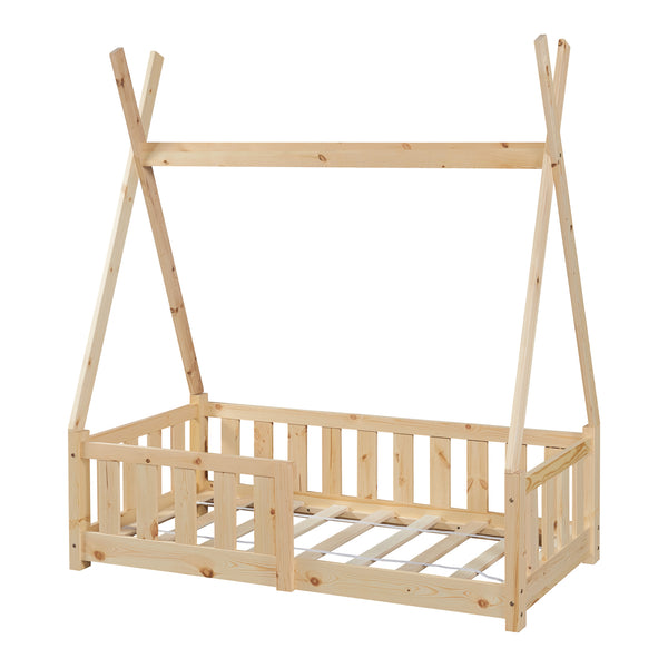 Cama infantil Tipi Helsingborg con reja de seguridad pino 140x70cm [en.casa]

