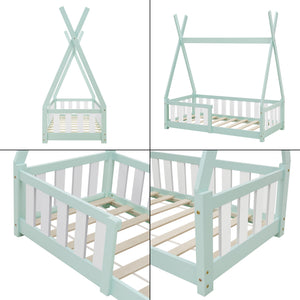 Cama infantil Tipi Helsingborg con reja de seguridad pino 140x70cm [en.casa]
