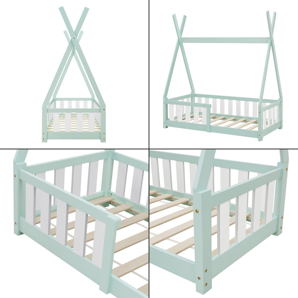 Cama infantil Tipi Helsingborg con reja de seguridad pino 140x70cm [en.casa]
