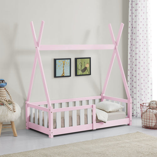 Cama infantil Tipi Helsingborg con reja de seguridad pino 140x70cm [en.casa]
