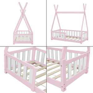Cama infantil Tipi Helsingborg con reja de seguridad pino 140x70cm [en.casa]
