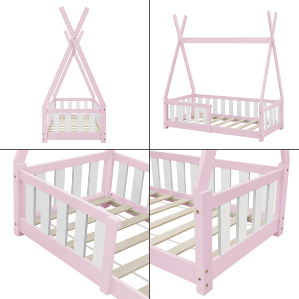 Cama infantil Tipi Helsingborg con reja de seguridad pino 140x70cm [en.casa]
