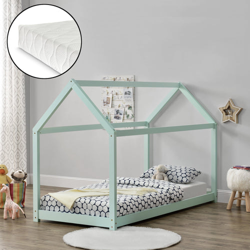 Cama infantil Netstal 90x200 cm con colchón de espuma fría natural [en.casa]