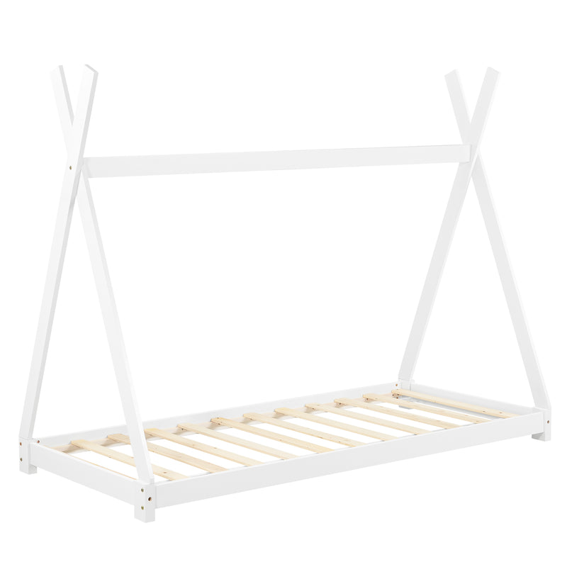 Esquema acotado Cama infantil Onejda 90x200 cm con colchón de espuma fría en varios colores [en.casa]