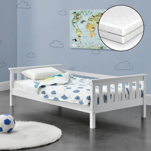 Cama para niños Nuuk con  Colchón, Somier y protección contra caídas - máx. 50/70/100 kg - pino En diferentes colores y medidas [en.casa]