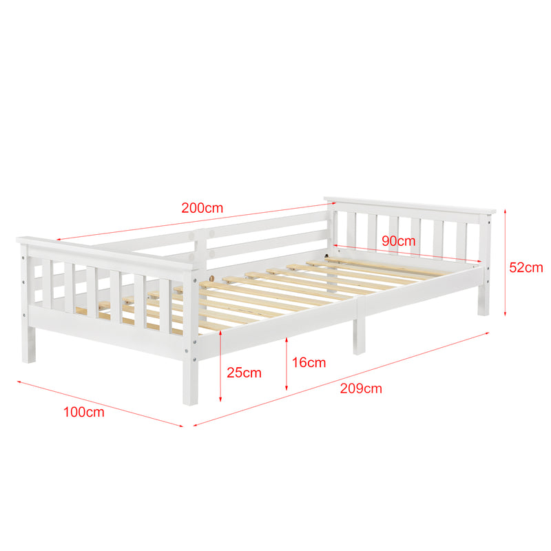Esquema acotado Cama para niños Nuuk - con Somier - con área de Almacenamiento - Protección contra caídas [en.casa]