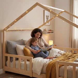 Cama para niños Treviolo forma de casa pino  [en.casa]