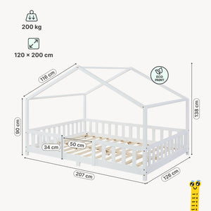 Cama para niños Treviolo forma de casa pino  [en.casa]