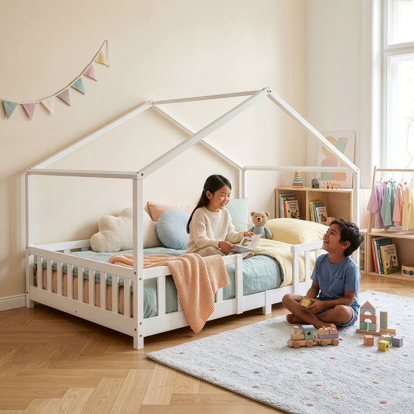 Cama para niños Treviolo forma de casa pino  [en.casa]