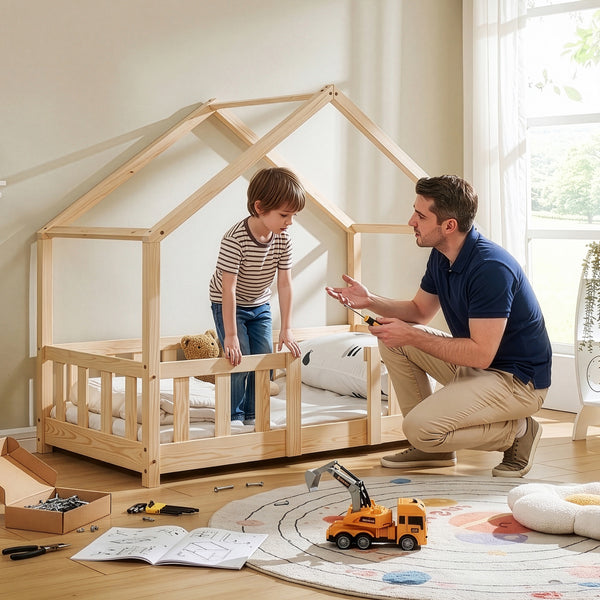Cama para niños Treviolo forma de casa pino  [en.casa]