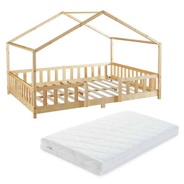 Cama para niños Treviolo forma de casa pino + colchón [en.casa][neu.haus]