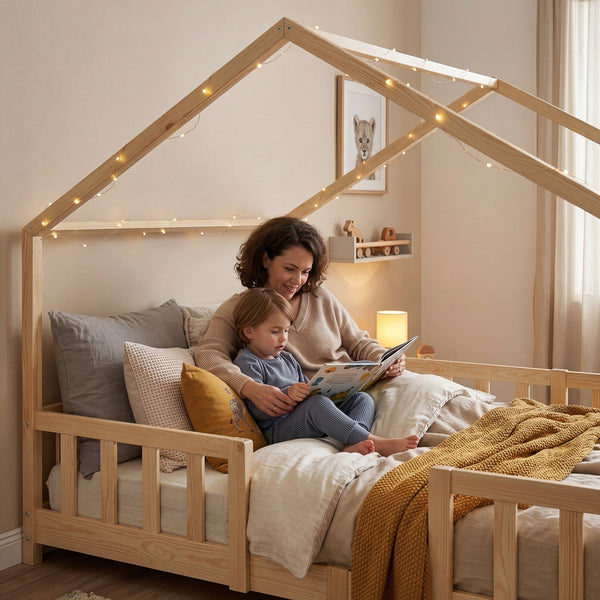 Cama para niños Treviolo forma de casa pino + colchón [en.casa][neu.haus]