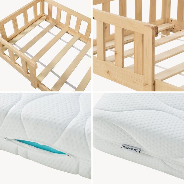 Cama para niños Treviolo forma de casa pino + colchón [en.casa][neu.haus]