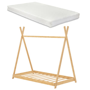 Cama infantil Tipi Vimpeli + 1 Colchón máx. 200 kg bambú 70 x 140 cm o 90 x 200 cm - Natural [en.casa] y [neu.haus]