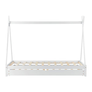 Cama infantil Cree 90x200cm con cama extensible Madera Natural//Blanco [en.casa]