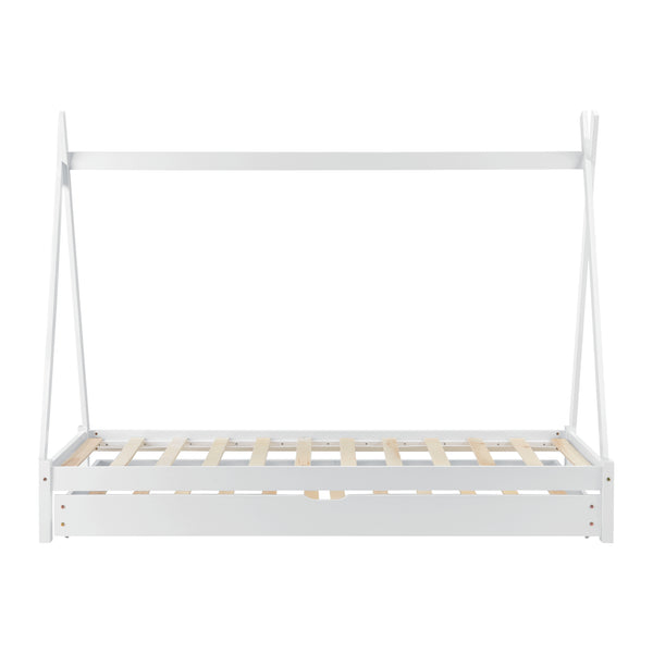 Cama infantil Cree 90x200cm con cama extensible Madera Natural//Blanco [en.casa]
