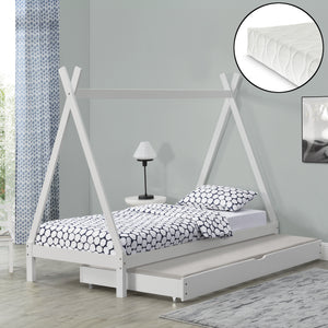 Cama infantil Cree 90x200 cm Tipi Indio con colchón de espuma fría [en.casa]