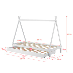 Cama infantil Cree 90x200 cm Tipi Indio con colchón de espuma fría [en.casa]