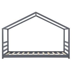 Cama para niños Vardø con somier - Forma de casa - pino 90 x 200 cm - Rosa o Gris oscuro lacado mate [en.casa]