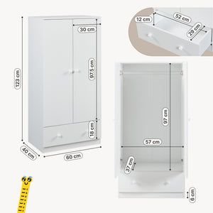 Armario ropero infantil Beldinupp con 2 puertas 123x60x40 cm [en.casa]