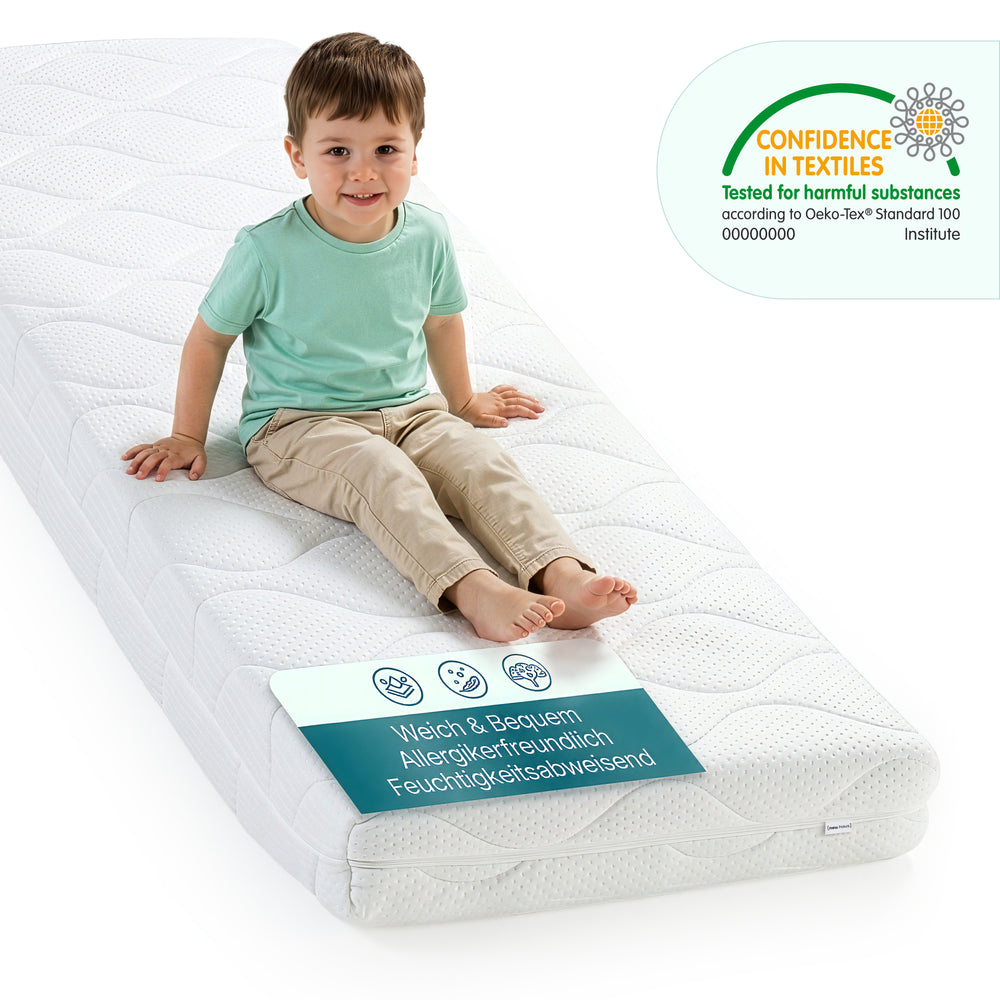 [neu.haus]® Colchón para niños - Espuma fría - Textil de confianza - certificado OEKO-TEX 100 - Hecho en UE