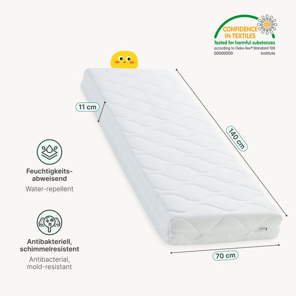[neu.haus]® Colchón para niños - Espuma fría - Textil de confianza - certificado OEKO-TEX 100 - Hecho en UE