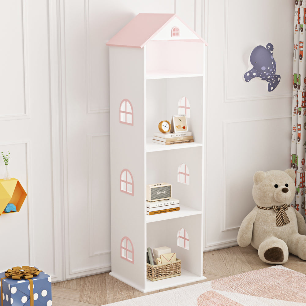 Estantería infantil Vipsali 140x40x35 cm blanco/rosa [en.casa] - premiumXL
