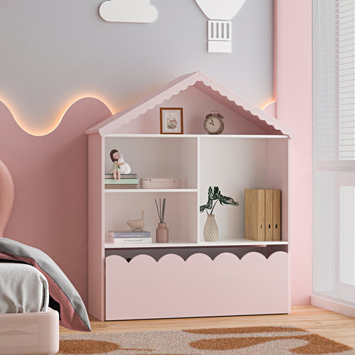 Estantería para niños Vestnes 114x91x30 cm Cotton Candy/Blanco [en.casa]