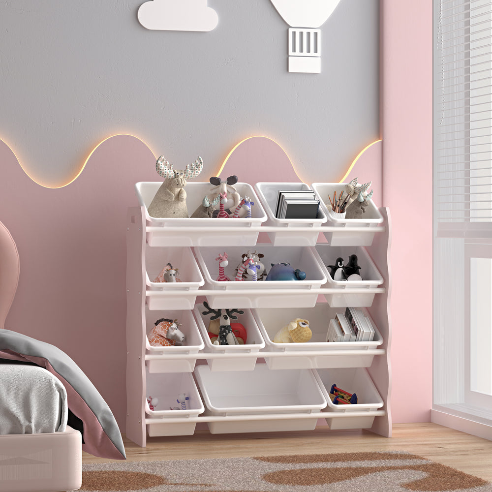 Estantería infantil Vestnes con 12 cajas de almacenamiento 78x86x27 cm Cotton Candy/Blanco [en.casa] - premiumXL